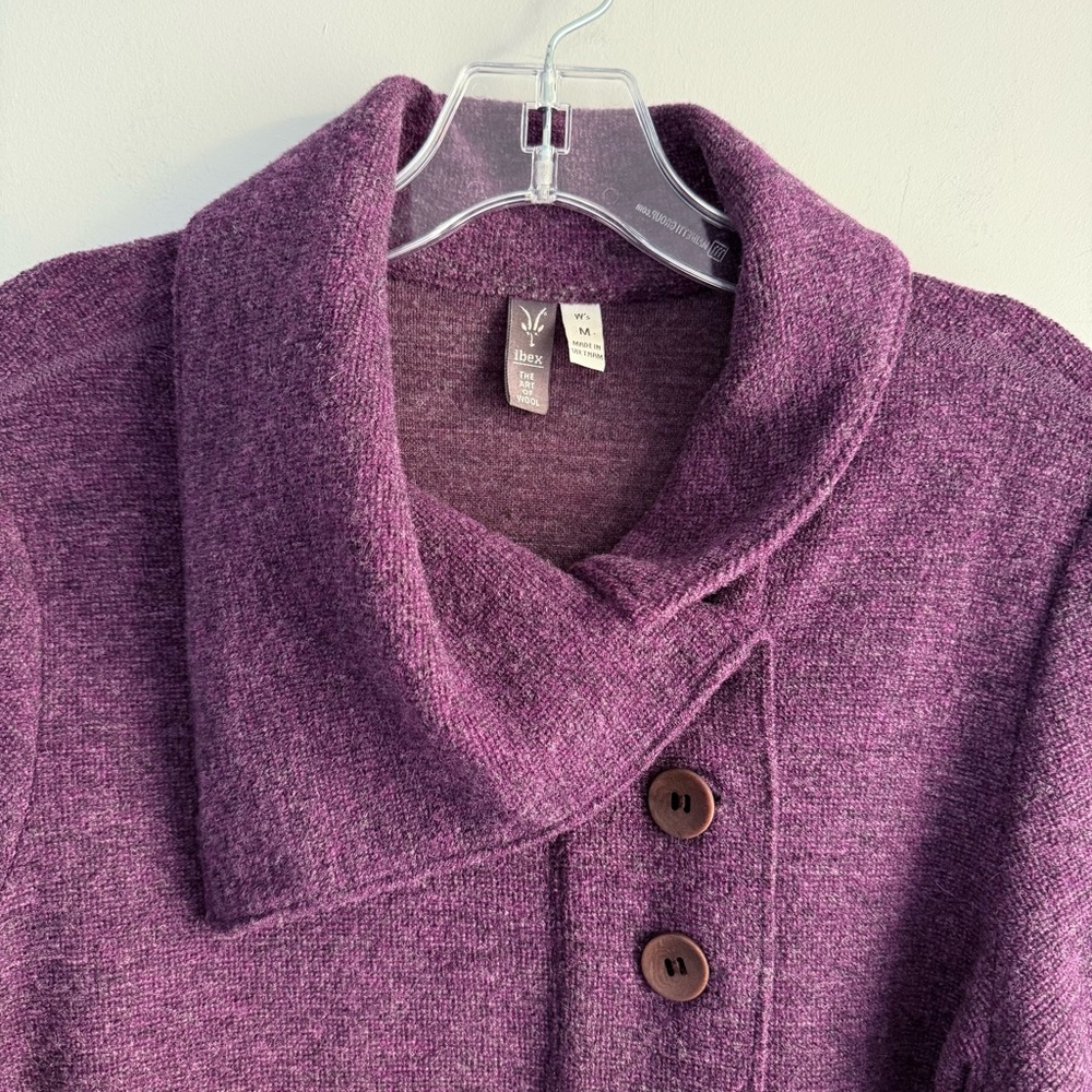 Ibex Pez Coatigan Merino Wool Reese Cardigan Button Up Sweater Jacket M Cabernet - Picture 6 of 16
